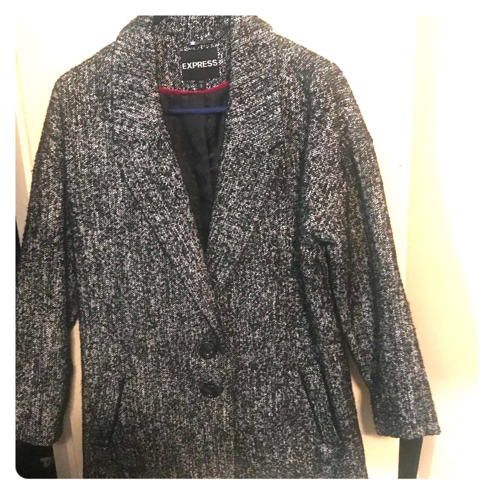 Black and White Wool Coat